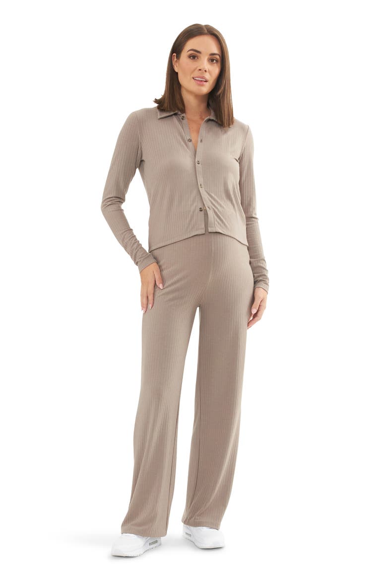 Cindy Rib Straight Leg Maternity Pants, Alternate, color, TAUPE