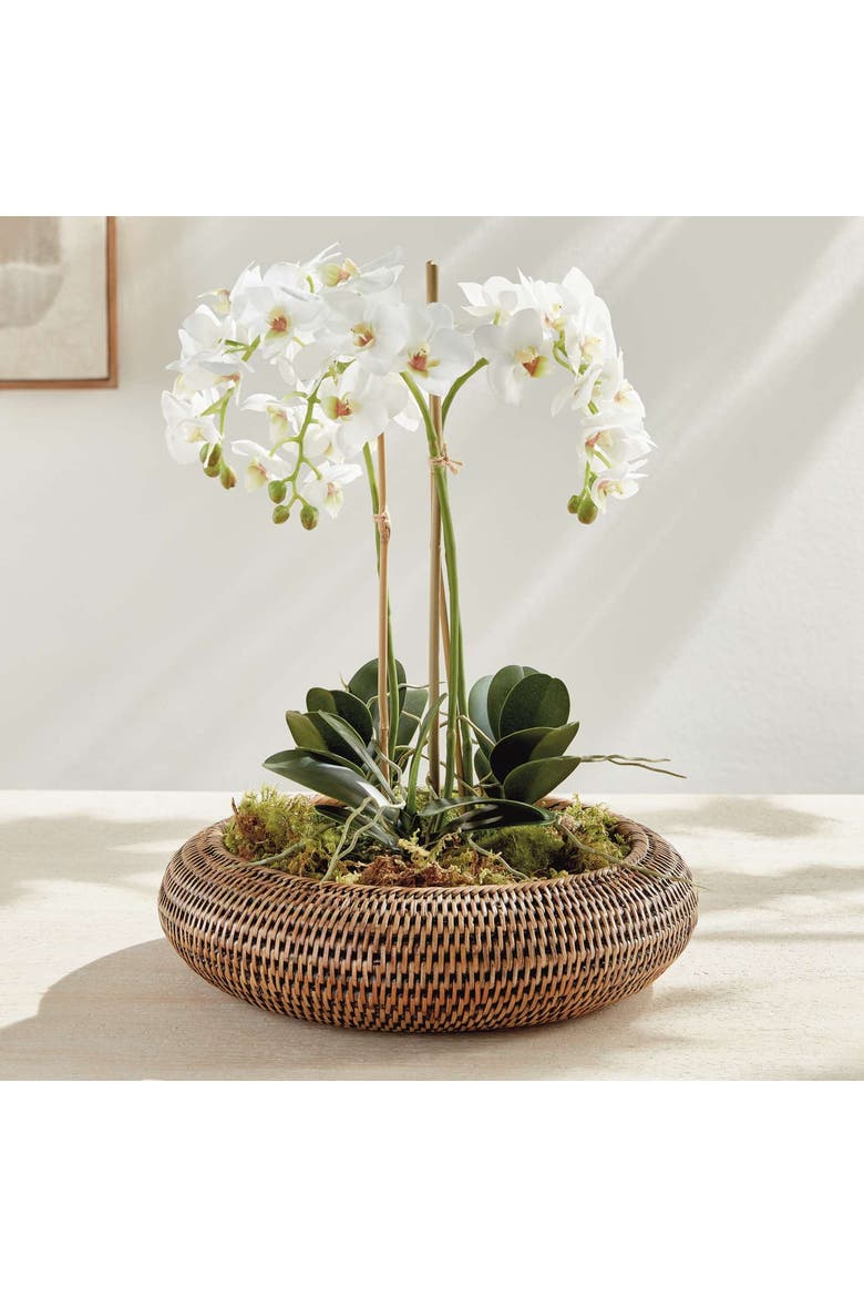 Burma Rattan Shallow Display Bowls Set Of 2, Alternate, color, Brown