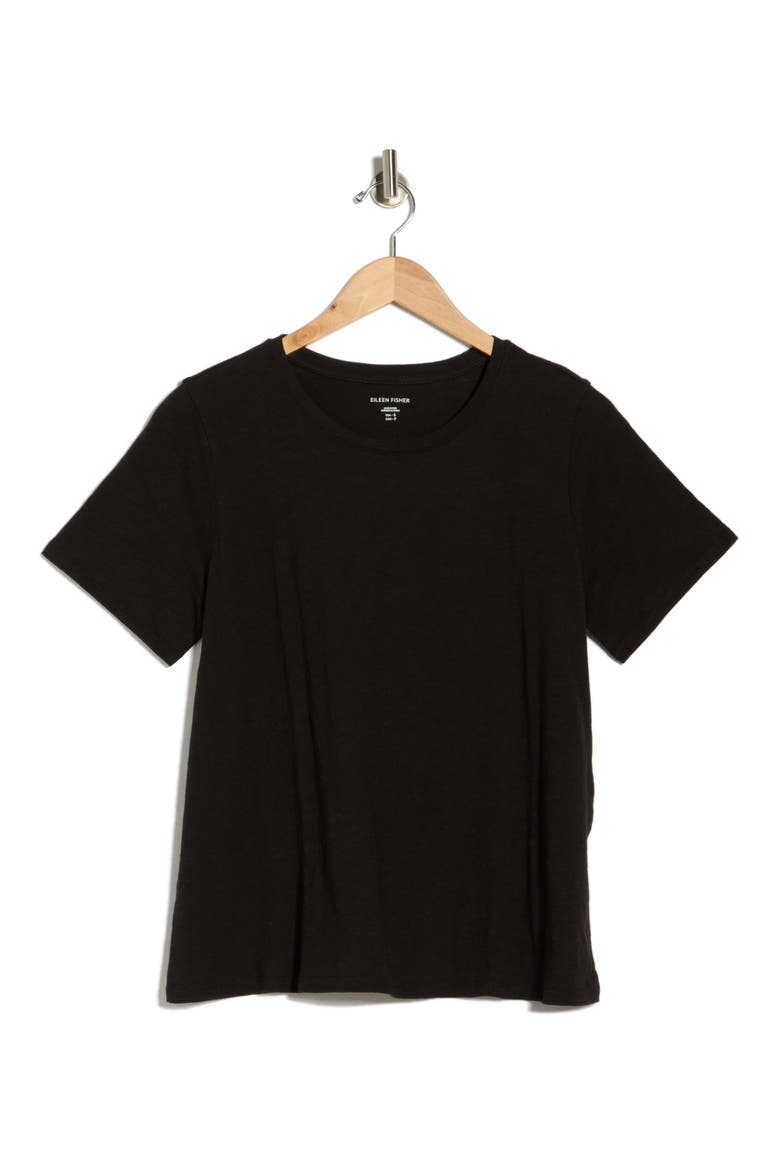 Crewneck Short Sleeve Organic Cotton T-Shirt, Alternate, color, BLACK