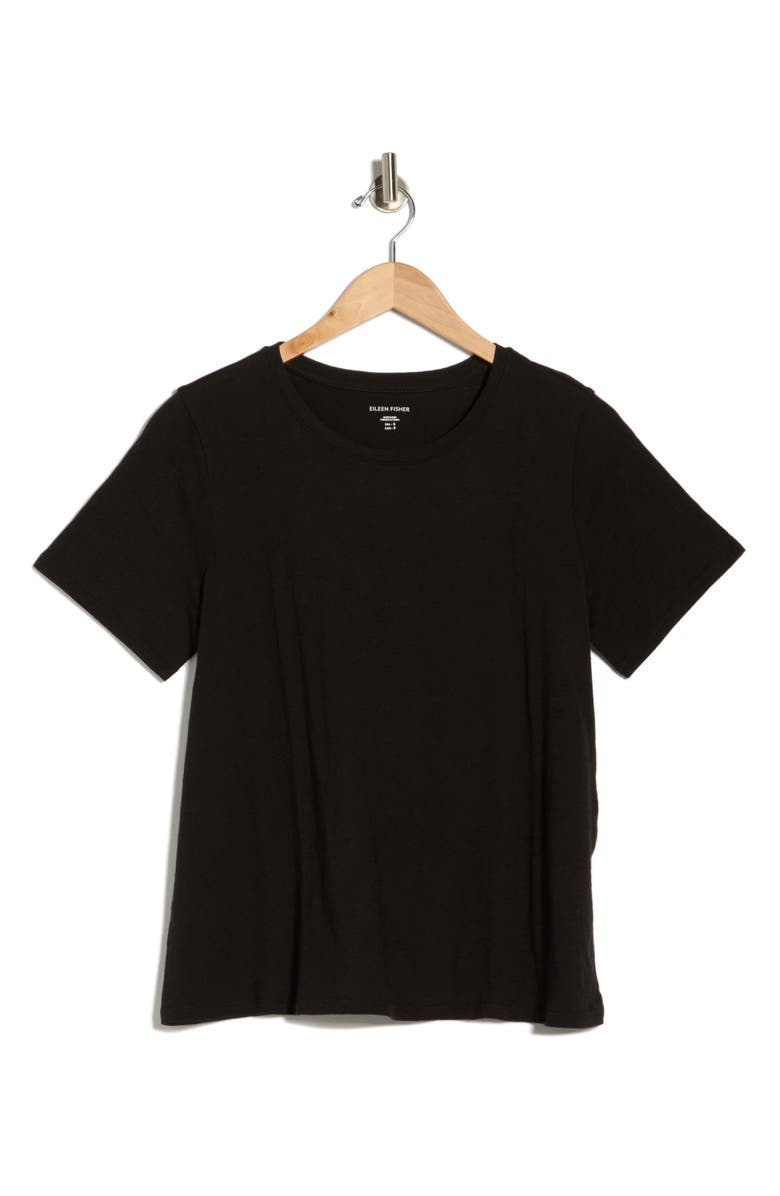 Eileen Fisher Crewneck Short Sleeve Organic Cotton T-Shirt, Alternate, color, Black