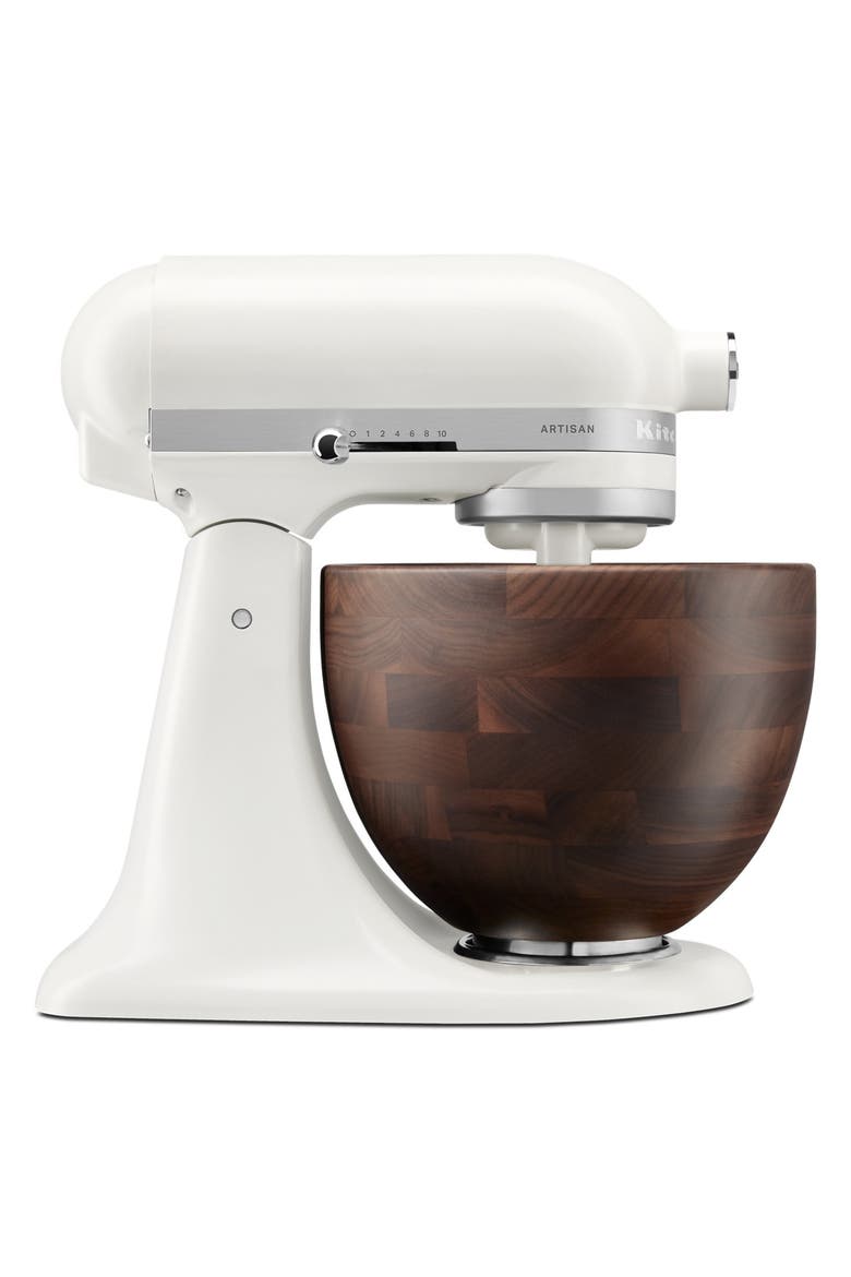 Artisan Series 5 Quart Tilt-Head Stand Mixer with Walnut Wood Bowl, Alternate, color, Porcelain White