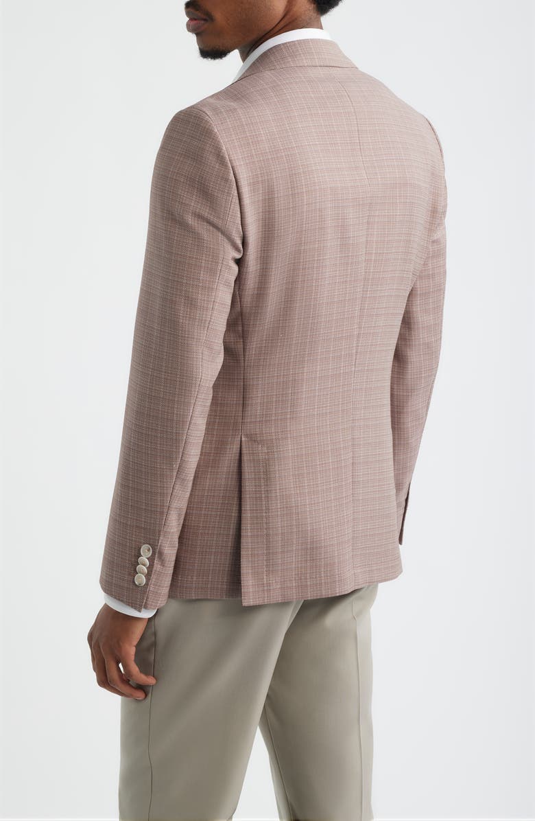 BOSS Hutson Slim Fit Red & Tan Plaid Slub Wool Sport Coat, Alternate, color, Medium Red