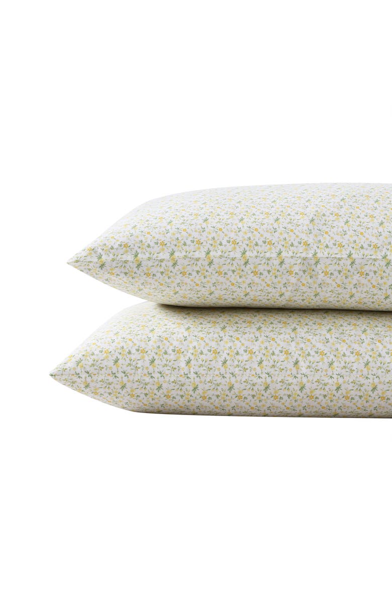 Laura Ashley Evie Cotton Pillowcase Set, Main, color, Sun Gold