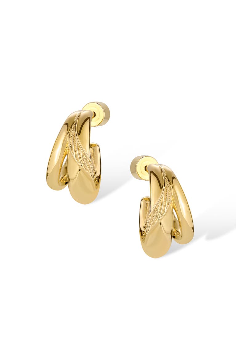 Leaf Earrings, Alternate, color, Gold
