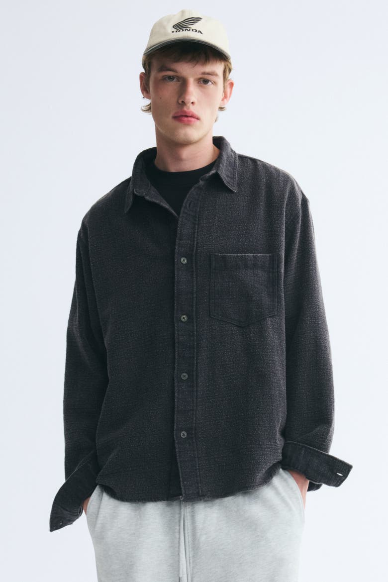 Cotton Overshirt, Main, color, Washed black
