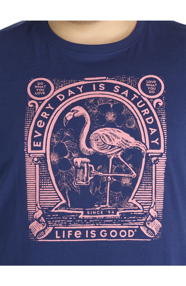 LIFE IS GOOD Big & Tall Flamingo Graphic Tee, Alternate, color, Navy