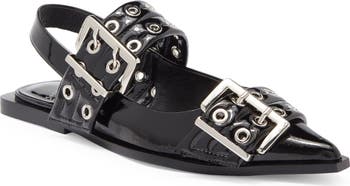 Jeffrey Campbell Black Red White Studded Mules Flats Slingbacks 8M Daniel-SB newest