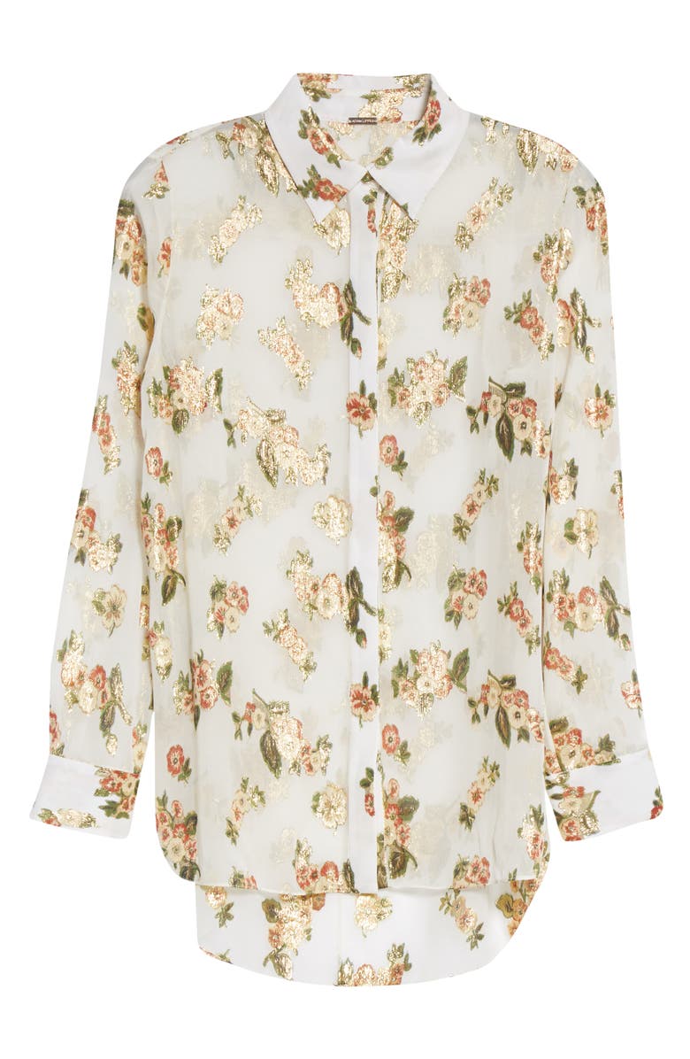 Adam Lippes Metallic Floral Fil Coupé Silk Blend Blouse, Alternate, color, 
