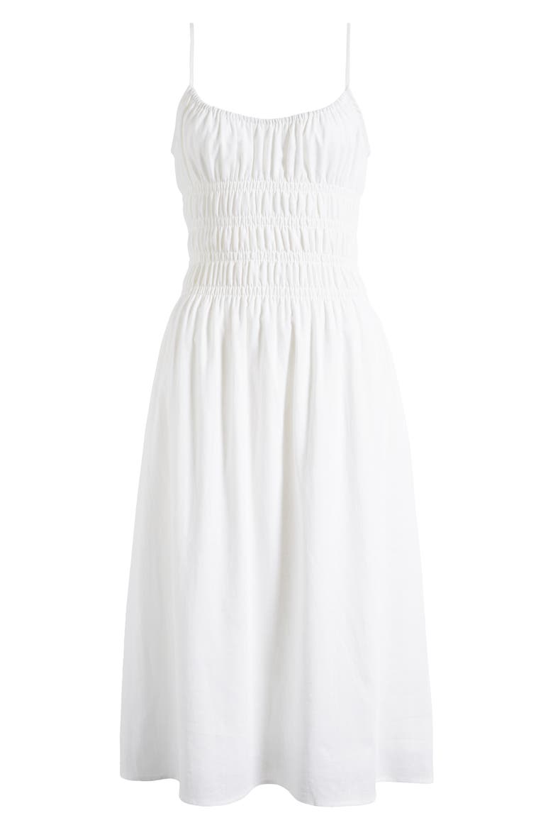 Isabelle Smocked Linen Blend Midi Sundress, Alternate, color, IVORY