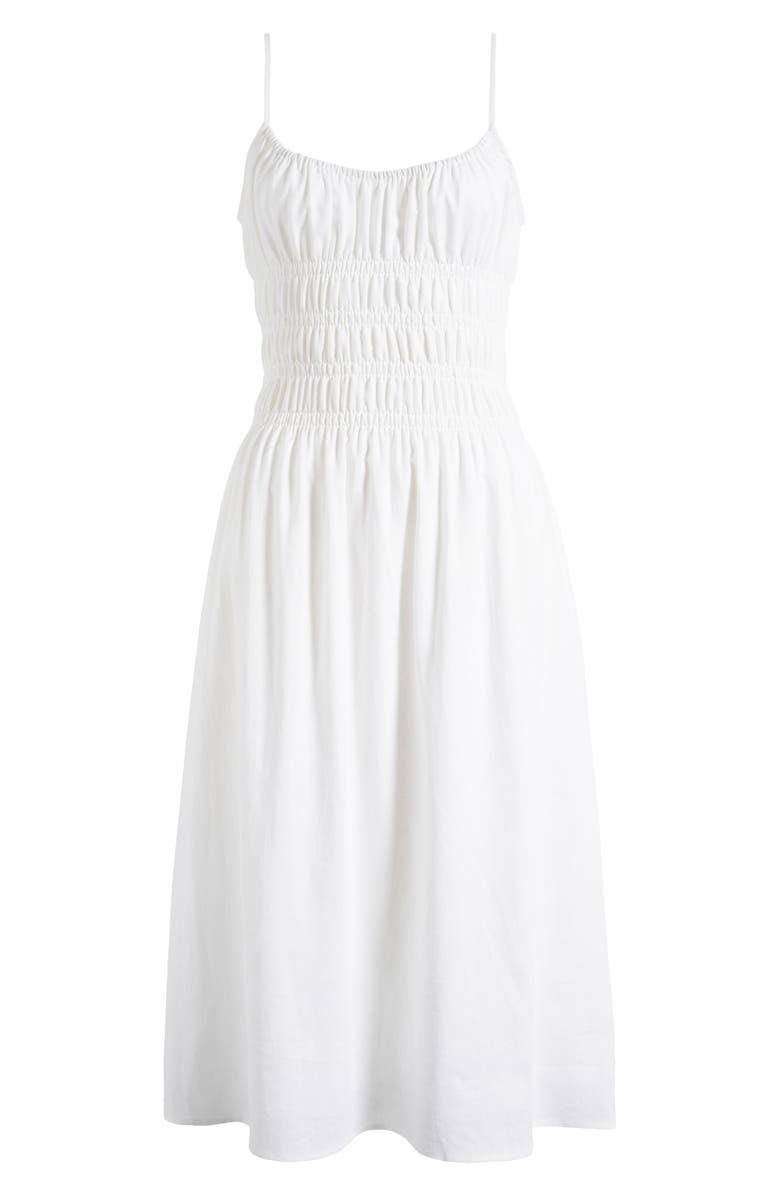 WAYF Isabelle Smocked Linen Blend Midi Sundress, Alternate, color, Ivory