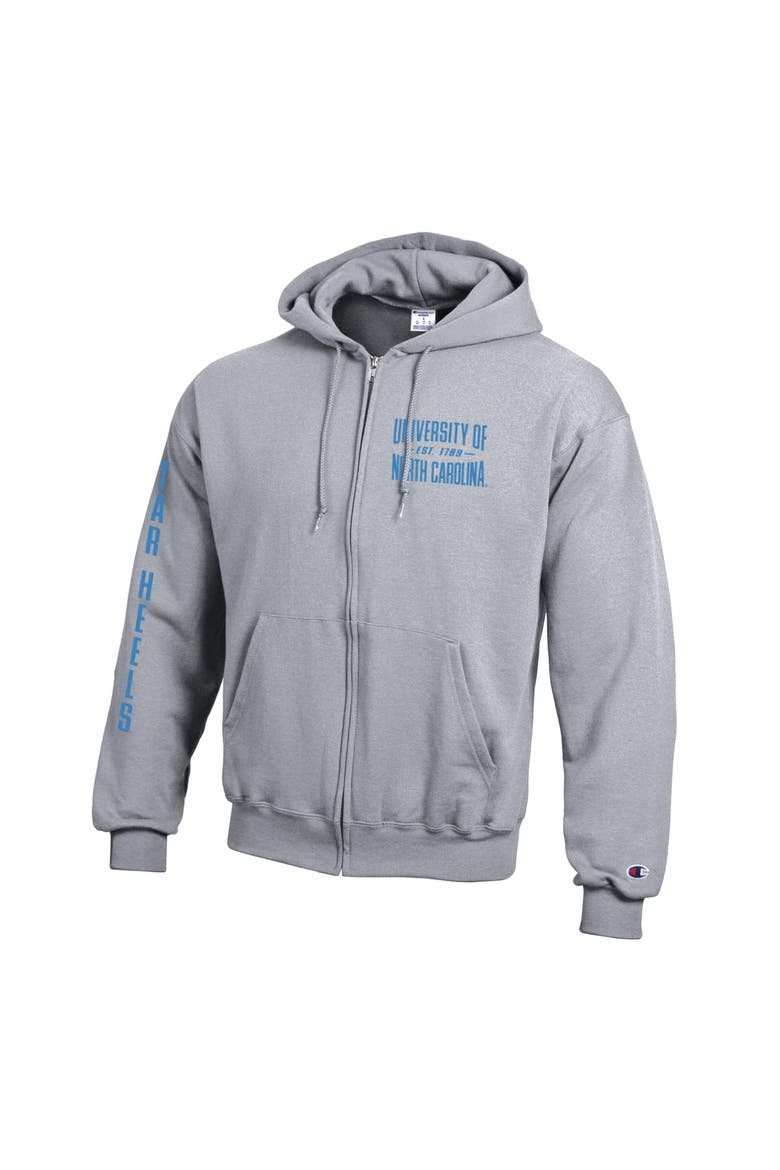 Men's Champion  Heather Gray North Carolina Tar Heels Varsity Powerblend Full-Zip Fleece Hoodie, Alternate, color, Heather Gray