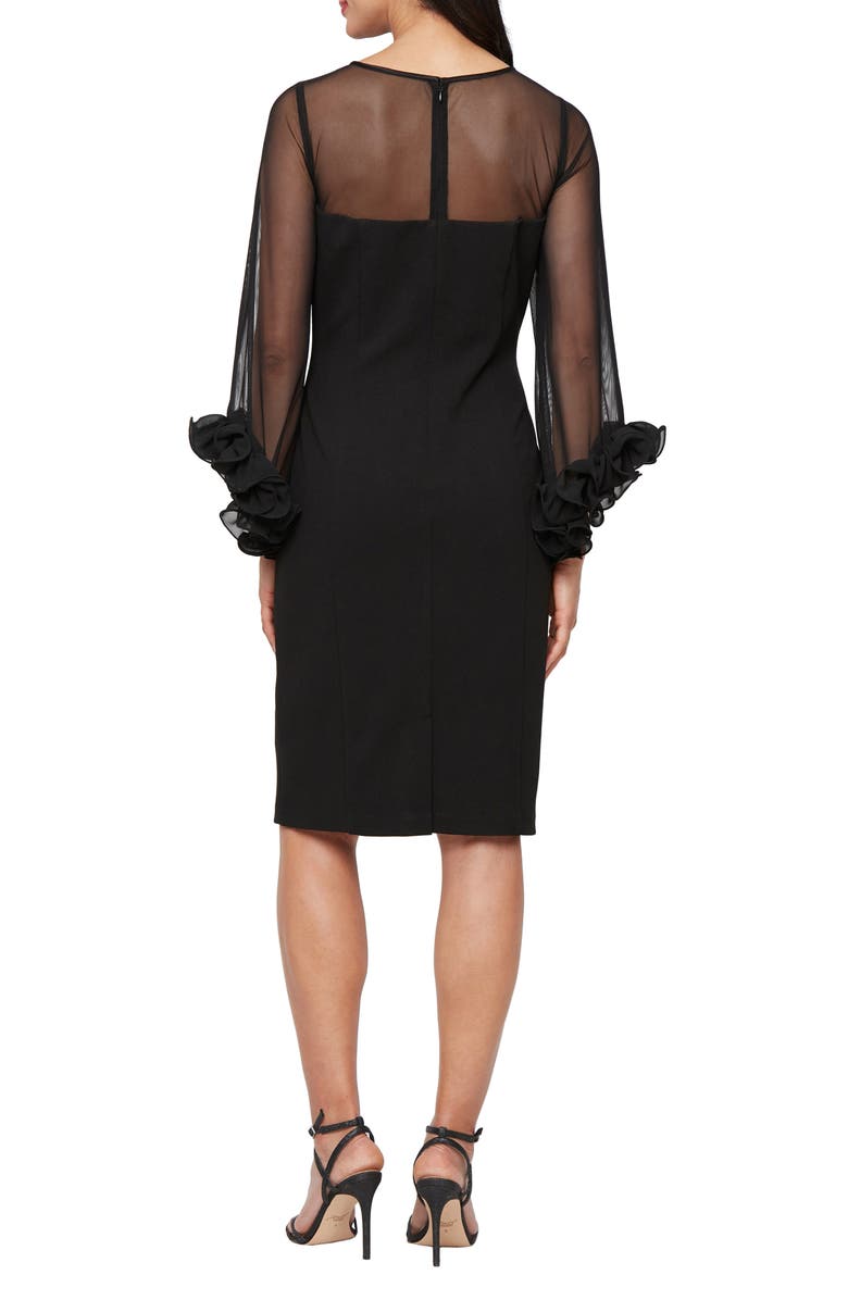 Alex Evenings Long Sleeve Crepe Cocktail Dress, Alternate, color, Black