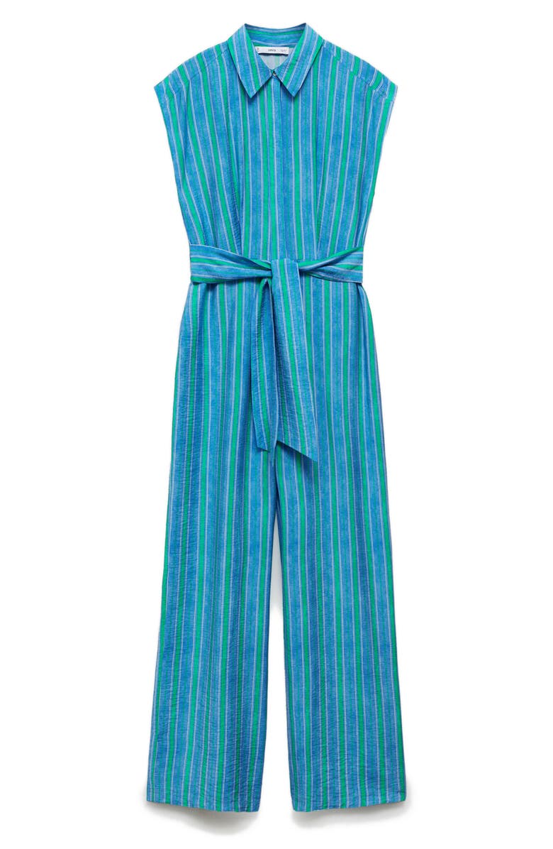MANGO Moraima Belted Stripe Jumpsuit, Alternate, color,