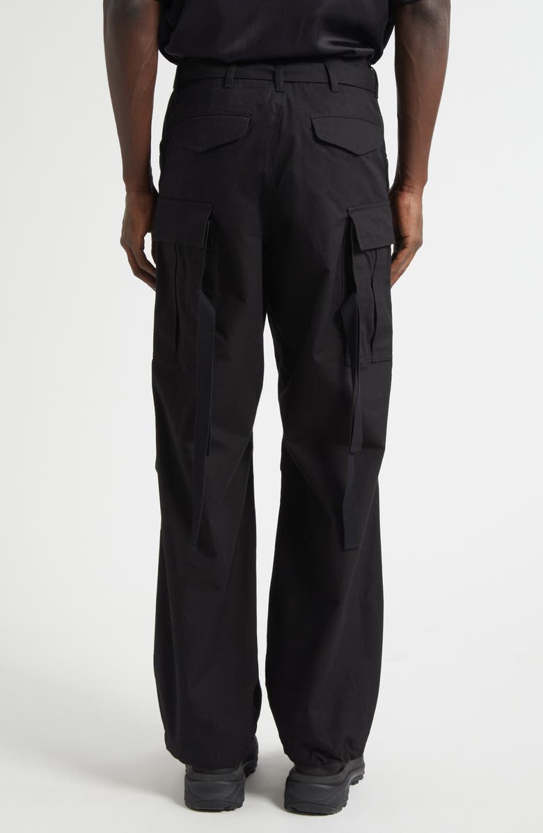 Sacai Belted Cotton & Nylon Ripstop Cargo Pants, Alternate, color, Black
