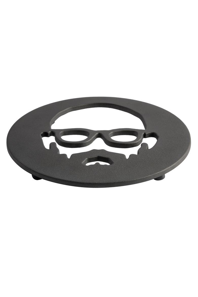 8 Inch Round Cast Iron Trivet in Black, Alternate, color, Black