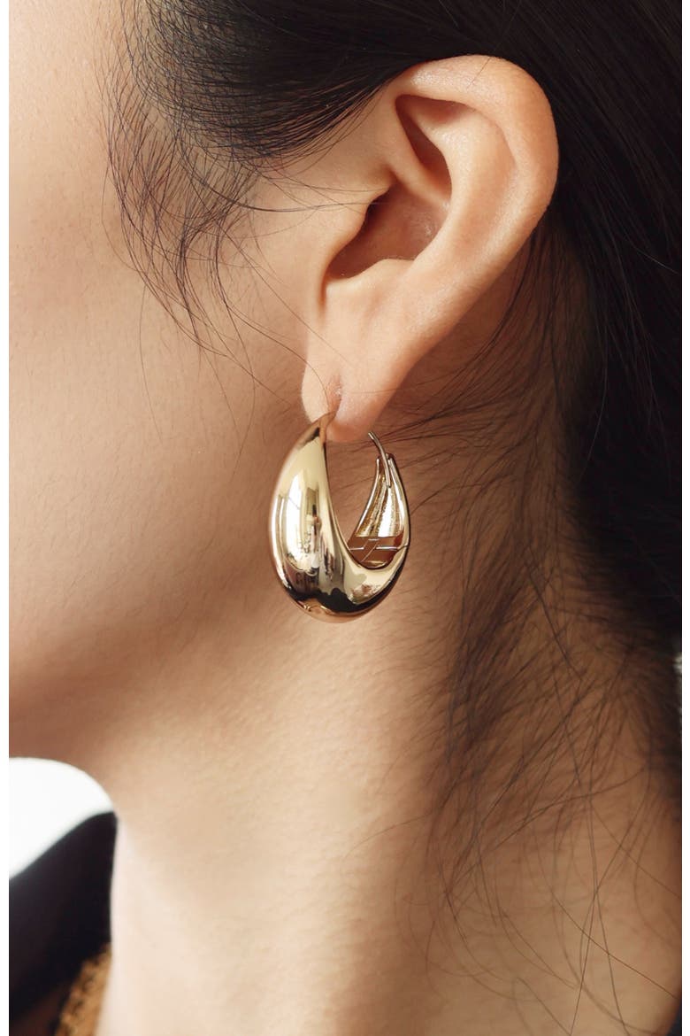 Drop Hoop Earrings, Alternate, color, Gold