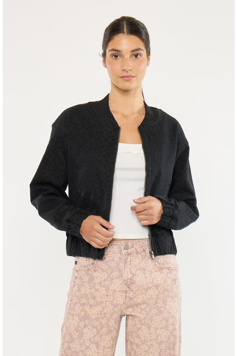 Mirabelle Bomber Jacket, Main, color, Black Leopard Print