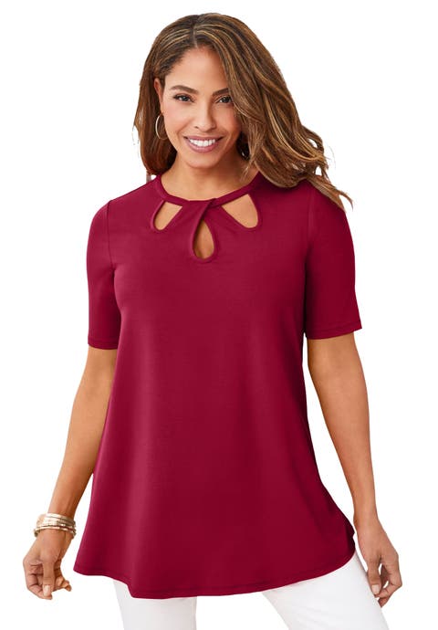 Stretch Knit Cutout Swing Tunic (Plus Available)