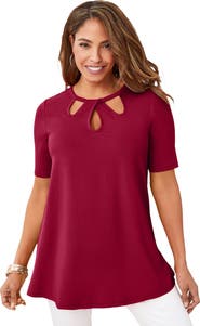 Jessica London Stretch Knit Cutout Swing Tunic