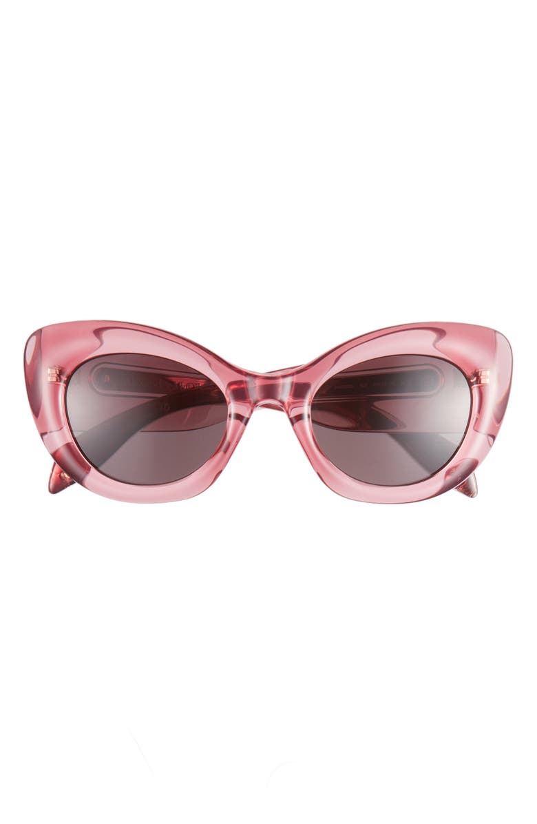 McQueen 52mm Cat Eye Sunglasses, Main, color, Pink Pink Grey