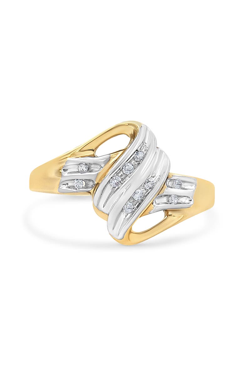 10K Yellow and White Gold 1/15 Cttw Diamond Bypass Ring, Alternate, color, Yellow