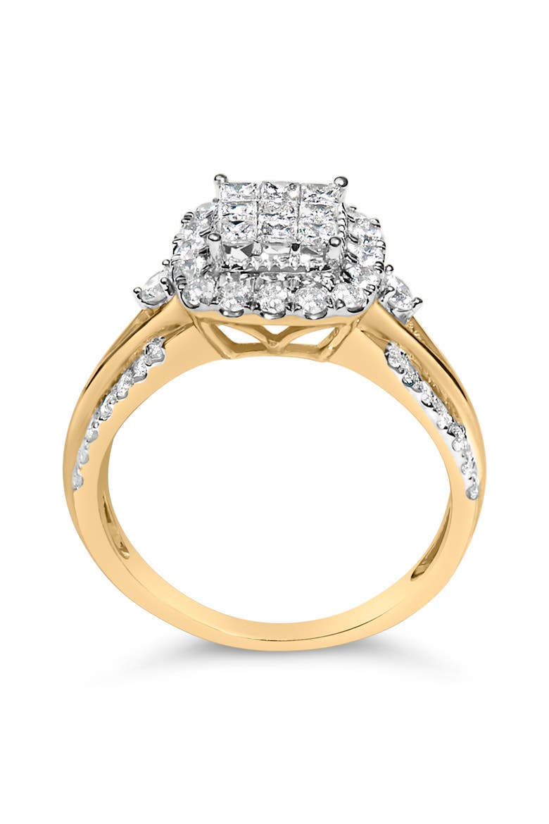 10K Yellow Gold 1.0 Cttw Diamond 3-Band-Look Engagement Ring, Alternate, color, Yellow
