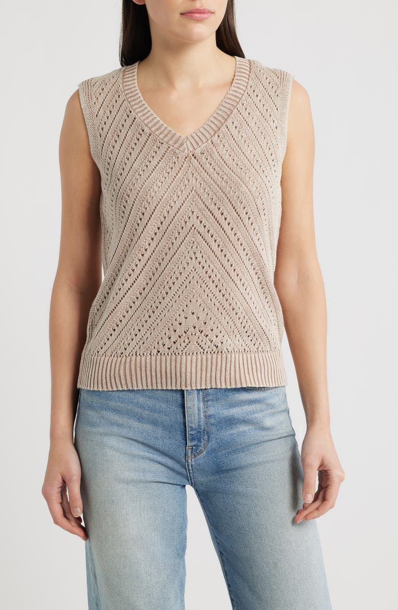 CITY BLUES Open Stitch Sweater Vest, Main, color, 