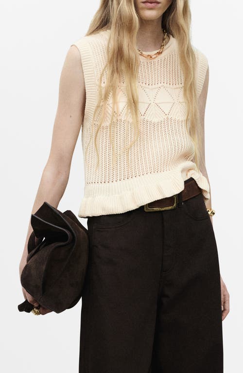 Mango Ruffle Open Stitch Sweater Vest In Brown