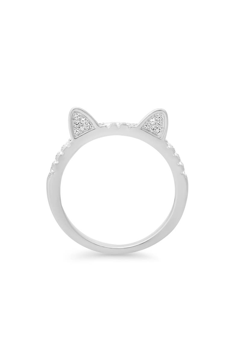 Queen Jewels CZ Pavé Kitty Cat Ring, Main, color, Silver