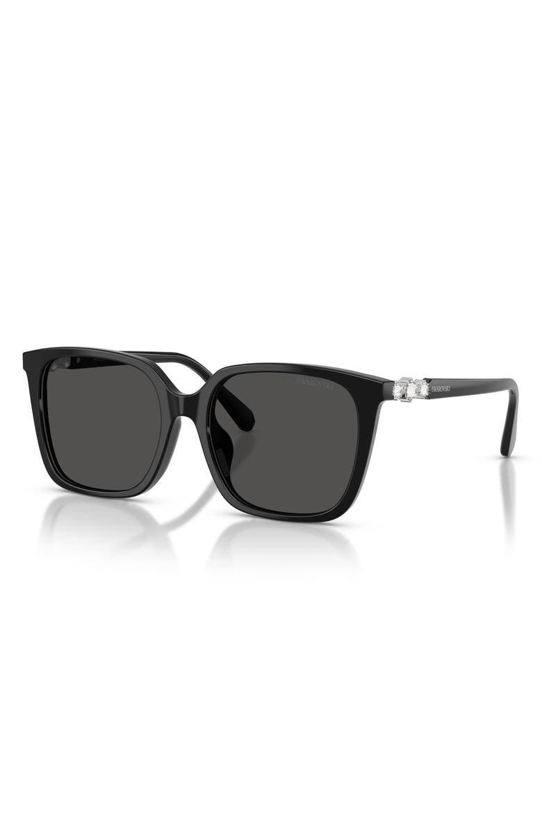 Swarovski 55mm Pillow Sunglasses, Alternate, color, Black / Dark Grey