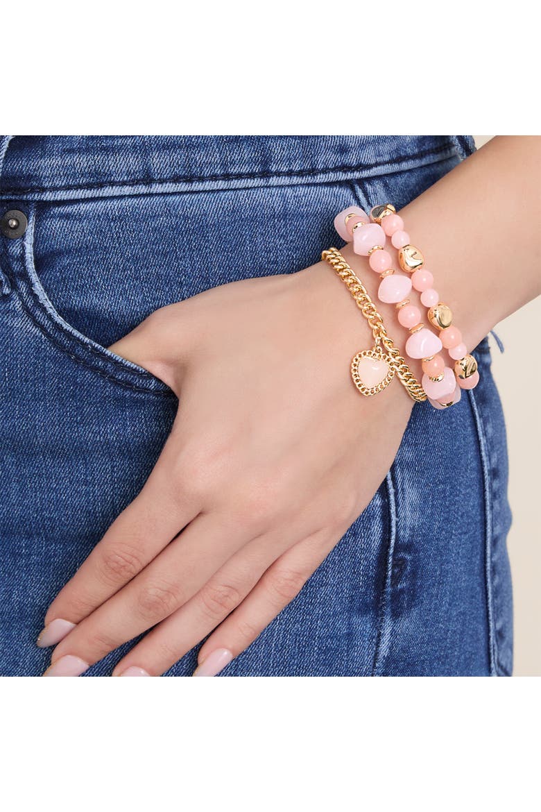 3-Piece Charm Bracelet, Alternate, color, Pink/Gold