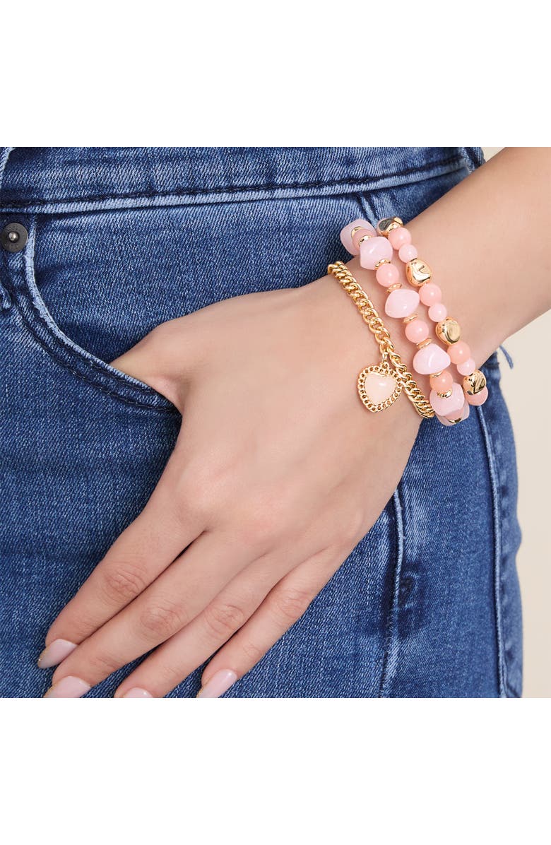 Jessica Simpson 3-Piece Charm Bracelet, Alternate, color, Pink/Gold