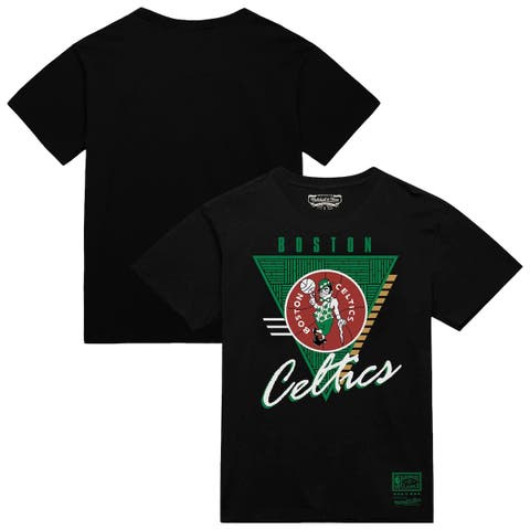 Men's Mitchell & Ness  Black Boston Celtics Worldwide Collection Tri-Logo T-Shirt