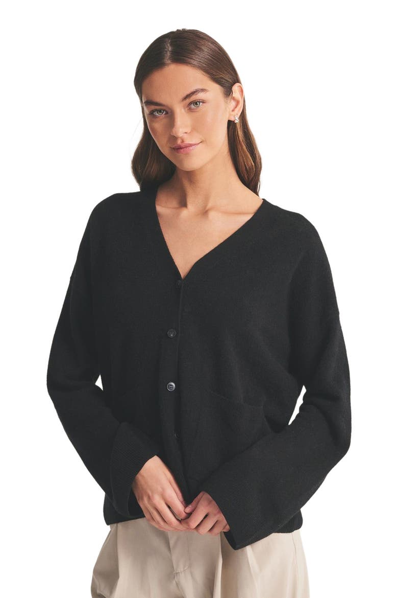 Signature Cashmere Boxy Cardigan, Alternate, color, Black