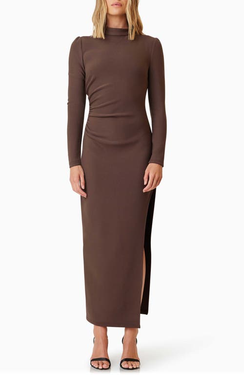 Elliatt Nola Long Sleeve Stretch Crepe Dress in Dark Brown 