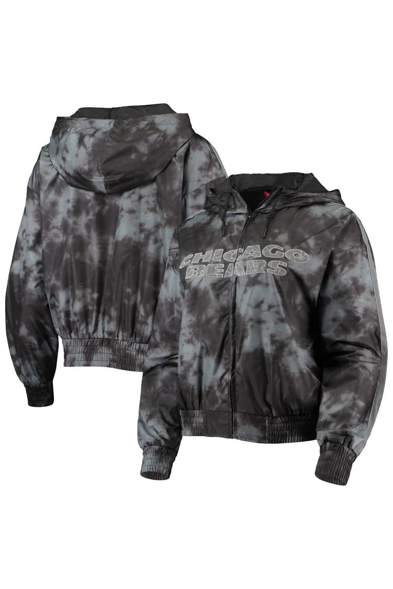 Women's Mitchell & Ness Black Chicago Bears Galaxy Full-Zip Windbreaker Hoodie Jacket, Main, color, Black