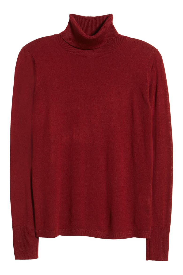 Turtleneck Merino Wool Blend Sweater, Alternate, color, RED RHUBARB