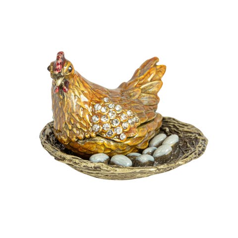 Jeweled Hen Trinket Box, Multicolor