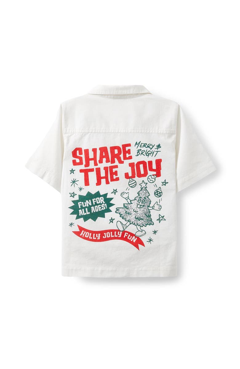 Cotton On Kids Kid's Cabana Short Sleeve Shirt, Alternate, color, Vanilla Share The Joy