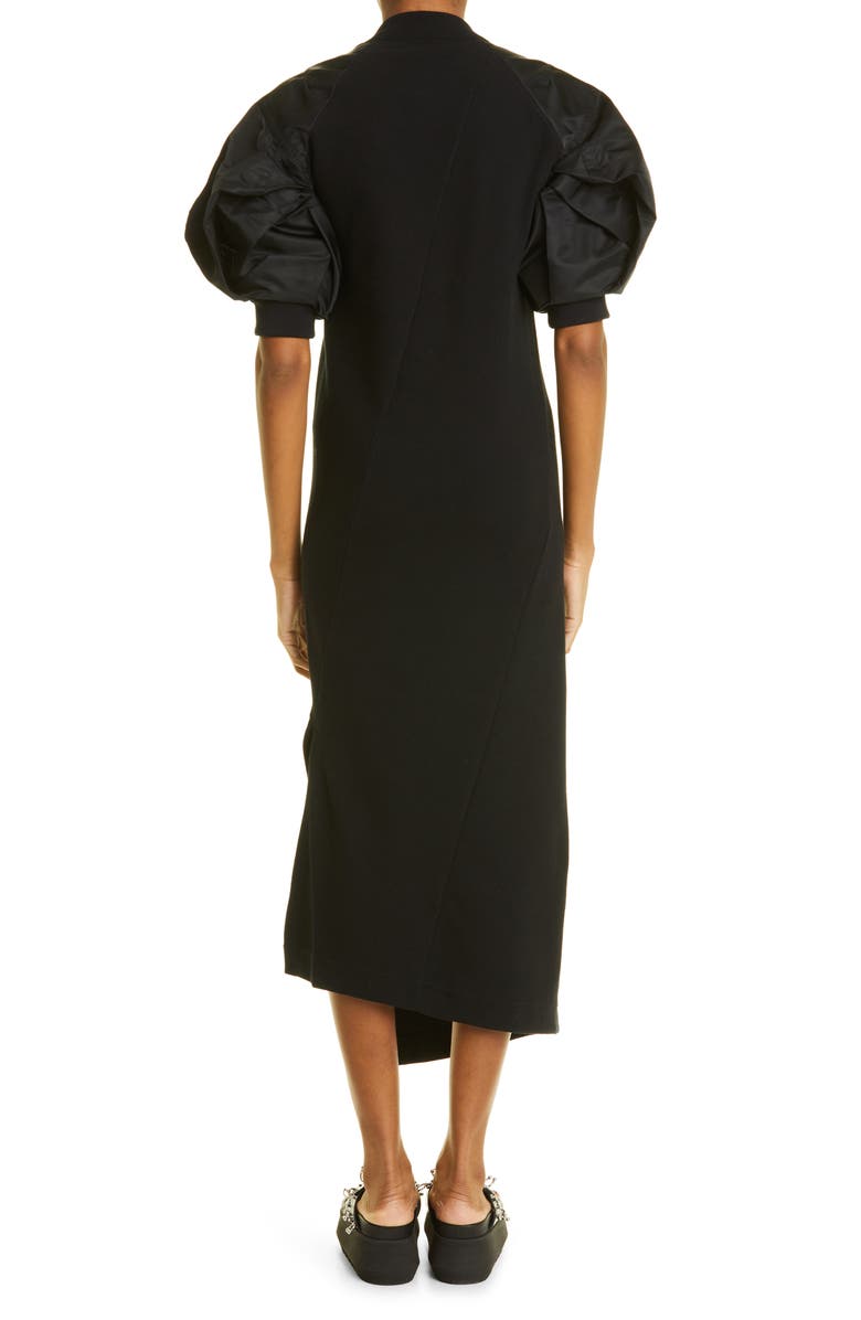 Sacai Puff Sleeve Asymmetric Hem Cotton Blend Dress, Alternate, color, 