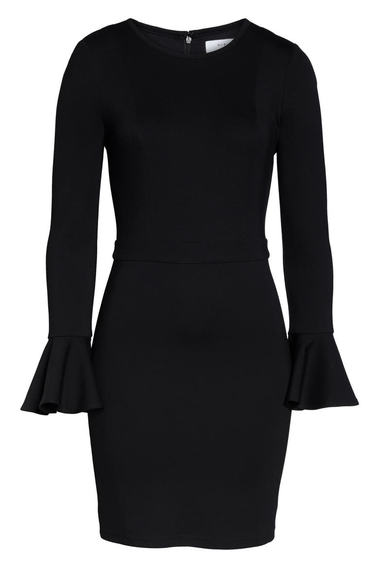 Pavillion Bell Cuff Sheath Dress, Alternate, color, BLACK