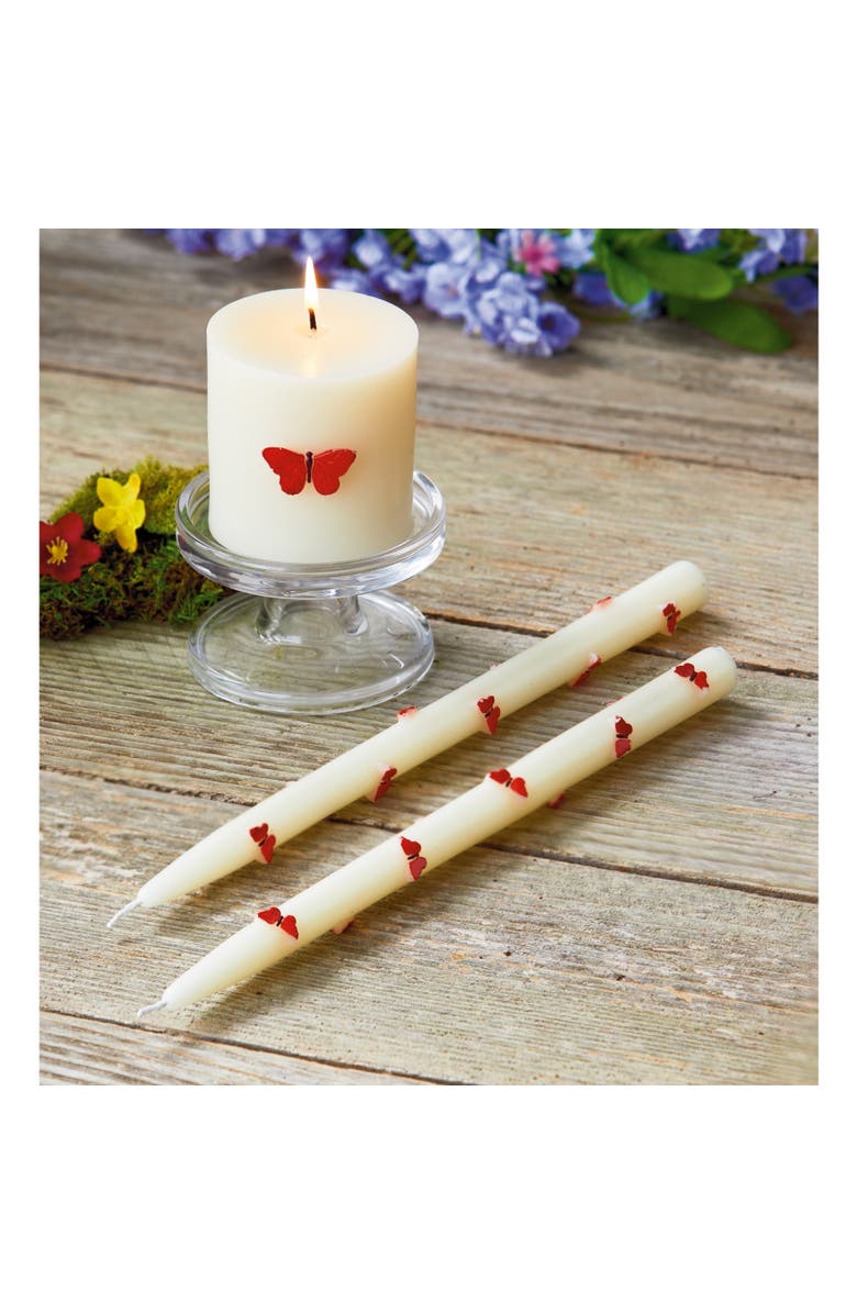 tag Garden Butterfly Hand Painted Taper Candles - White, Alternate, color, White