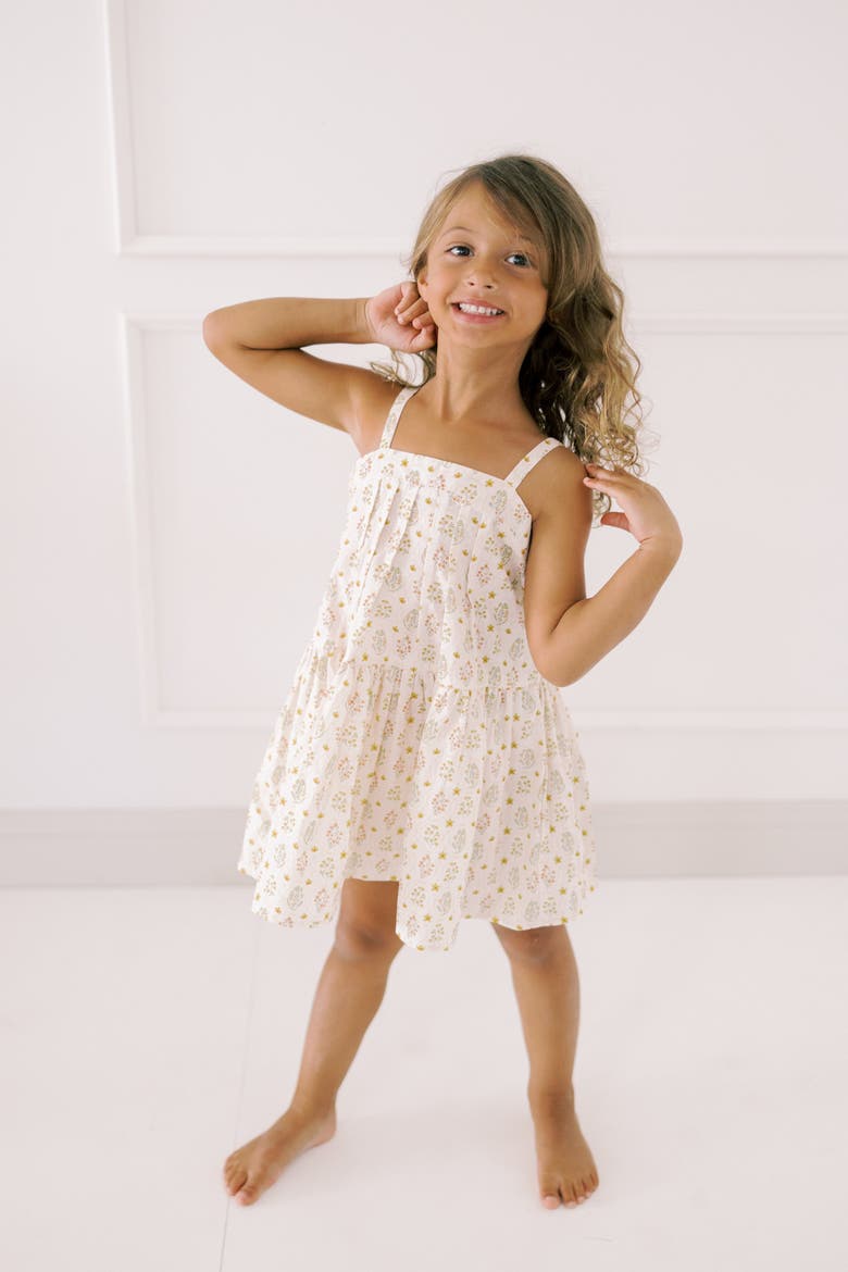 Hikari Golden Blossom Pintuck Dress, Alternate, color, Golden Blossom