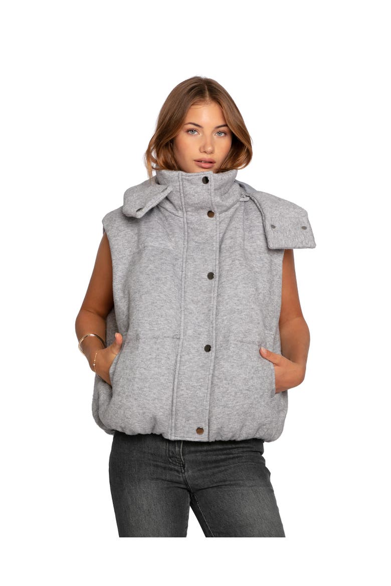 Golden Hour Hooded Puffer Vest, Main, color, Grey