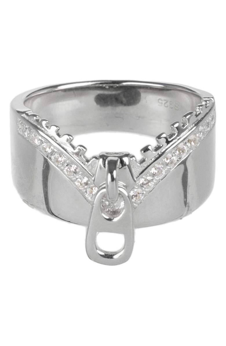 CZ by Kenneth Jay Lane Pavé CZ Zipper Ring, Alternate, color,