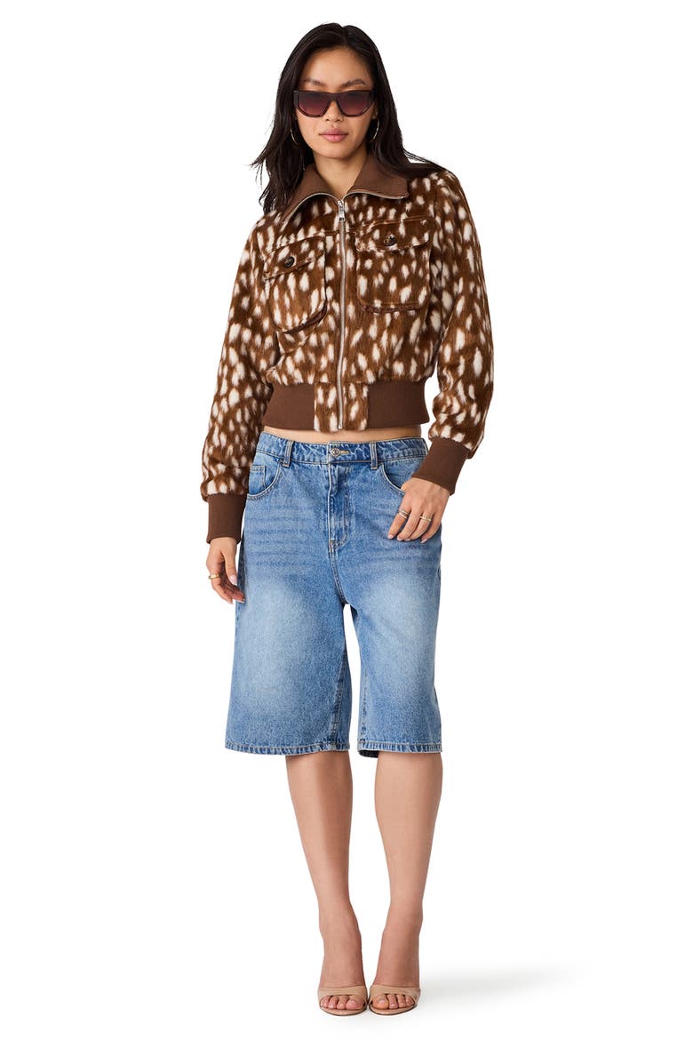 Hunton Faux Fur Bomber Jacket, Alternate, color, ABSTRACT DOT