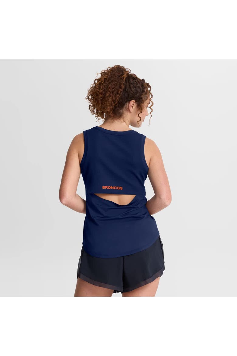 Women's Fanatics Navy Denver Broncos Draped Mesh Back Performance​ Tank Top, Alternate, color, Navy