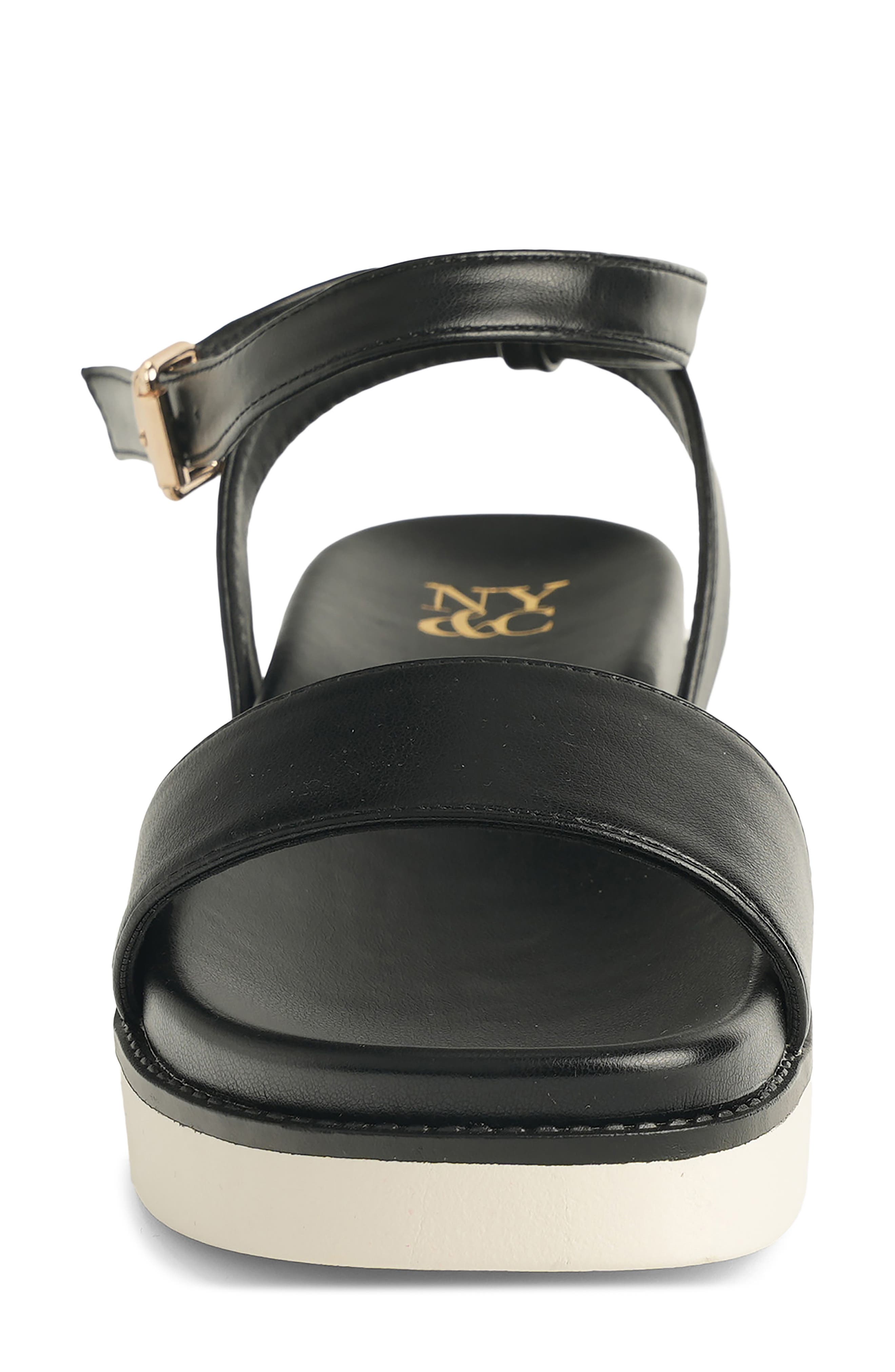 NEW YORK AND COMPANY Charli Ankle Strap Platform Sandal, Alternate, color, Black