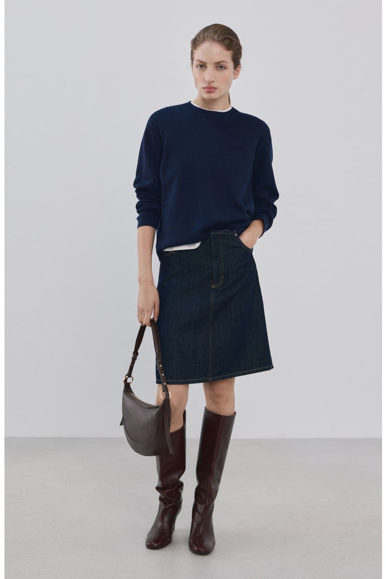 Fine Knit Crewneck Sweater, Alternate, color, DARK NAVY