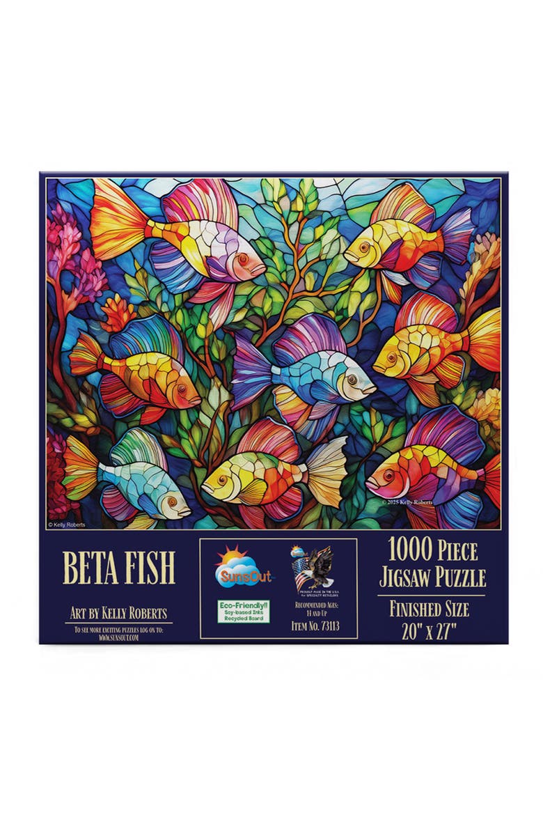Beta Fish Stained Glass 1000 piece Jigsaw Puzzle for Adults, Alternate, color, Multicolor